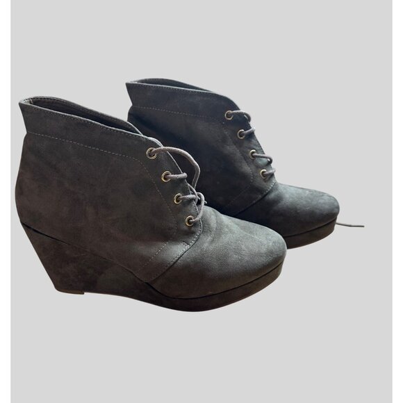 Just Fab Women's Wedge Heel Lace-Up Suede Ankle Boots Sz 10 - Picture 2 of 7